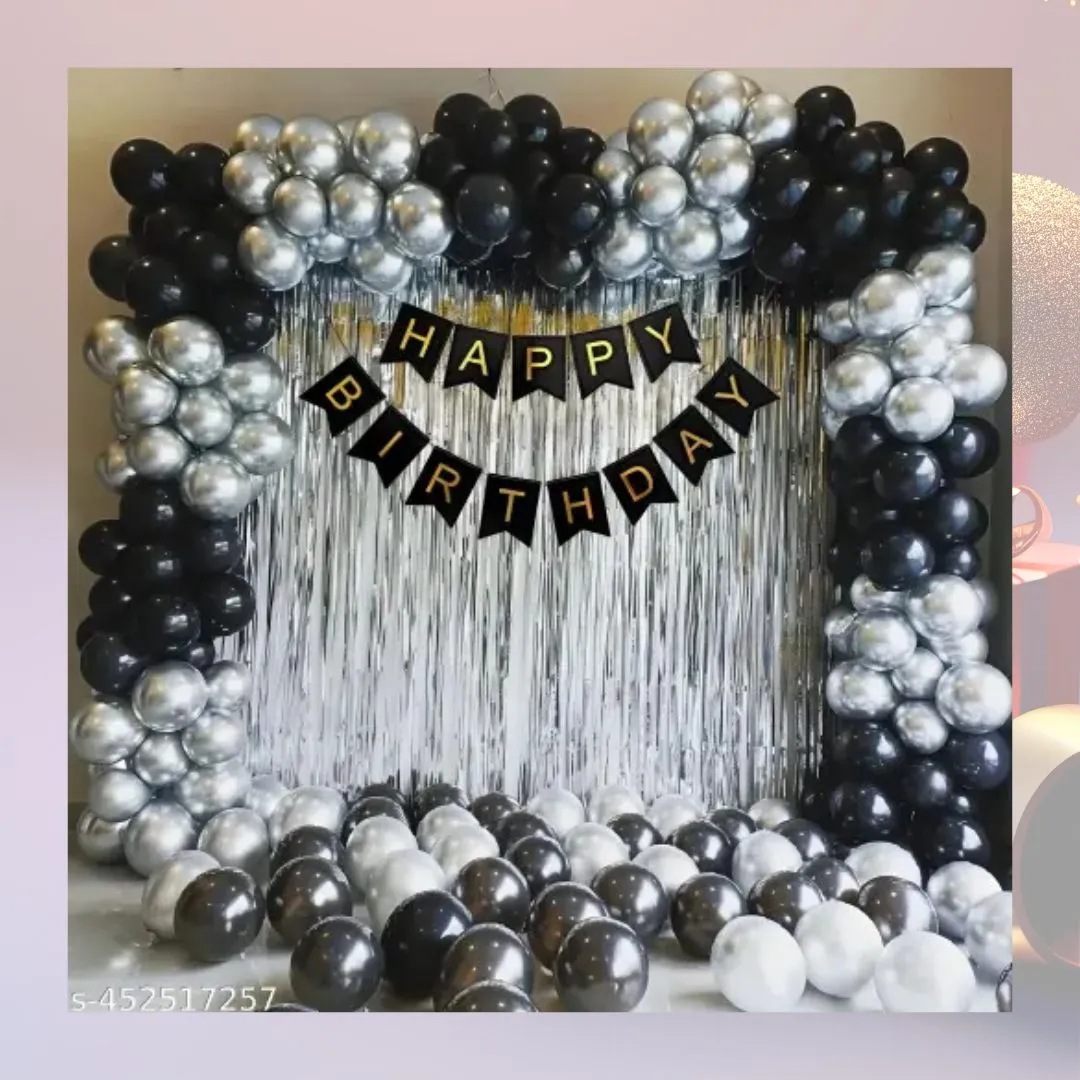 Silver and Black Flower wall Decor for Birthday