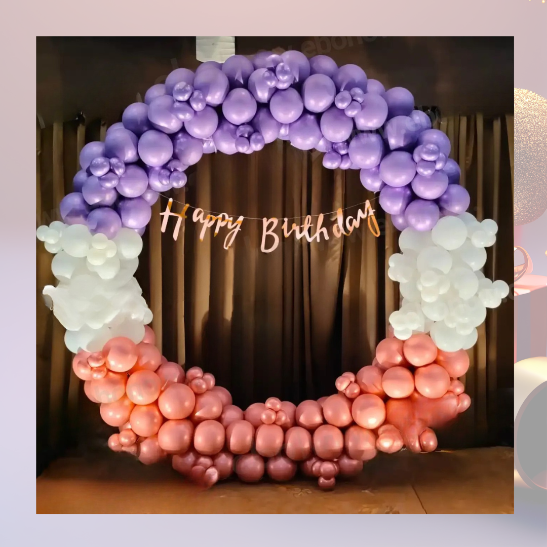 Shining Purple chrome and Pink Chrome Ring Birthday Decor