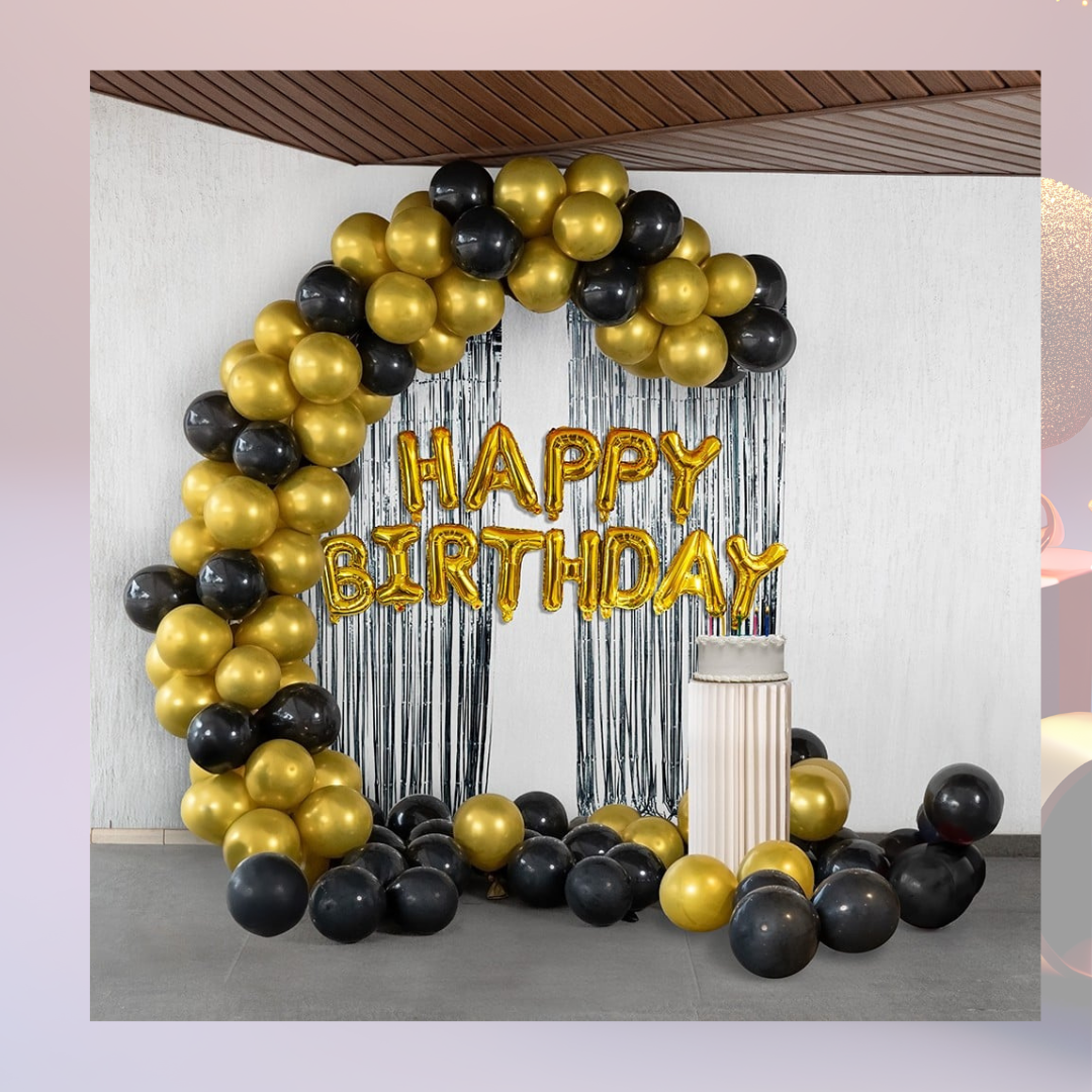 Gold and Black Arch Birthday Decor