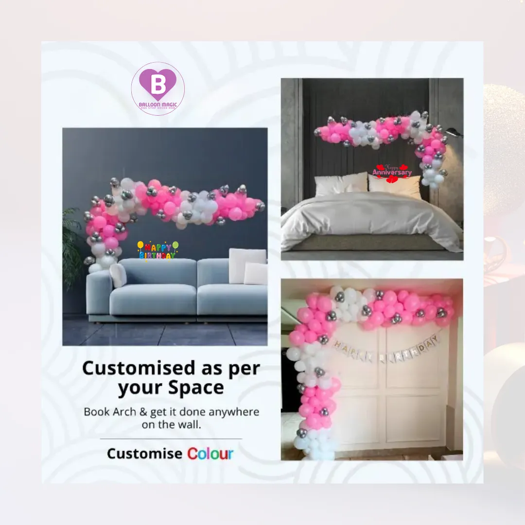 Pink and Rosegold L Shaped Arch Birthday Decor