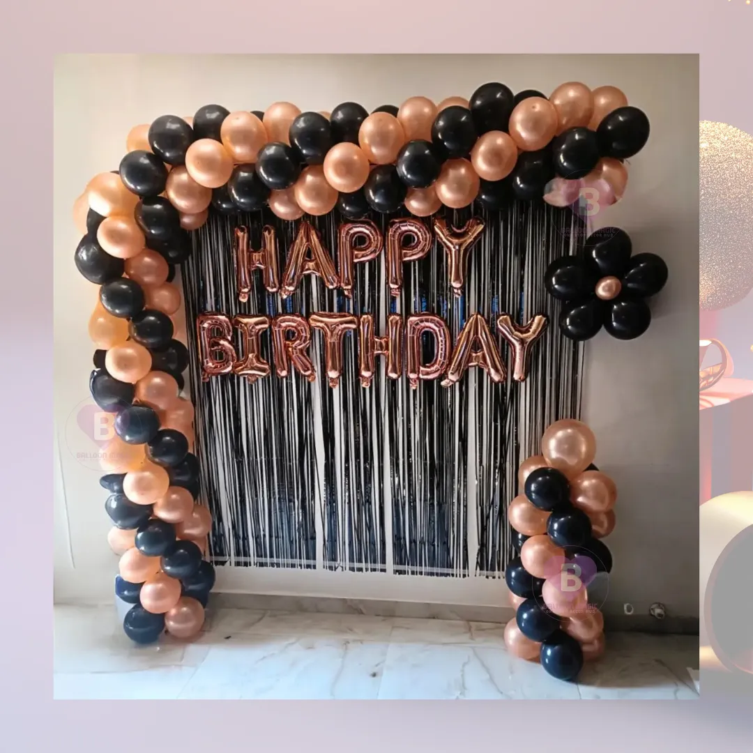 Black and RoseGold Metallic L Shaped Arch Decor