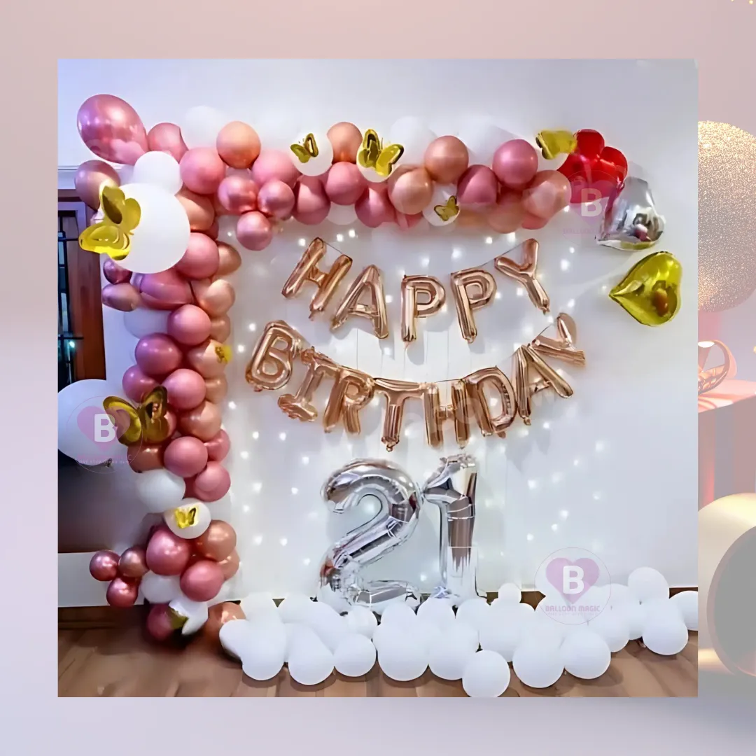 White and RoseGold Birthday Decor