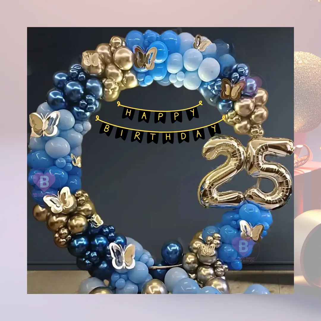 Shiny Blue and Silver Chrome Ring Birthday Decor