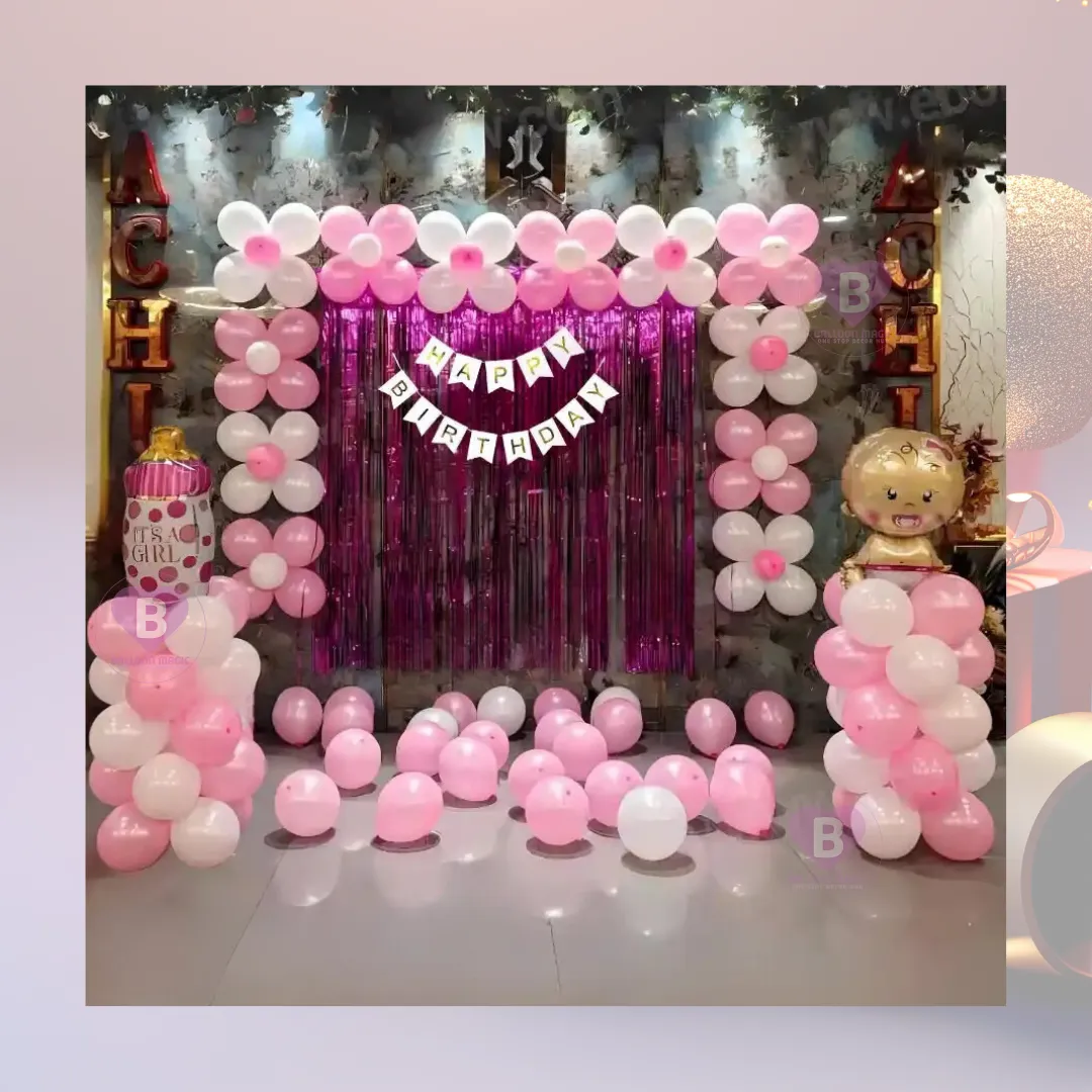 Pink and white wall Decor for Birthday