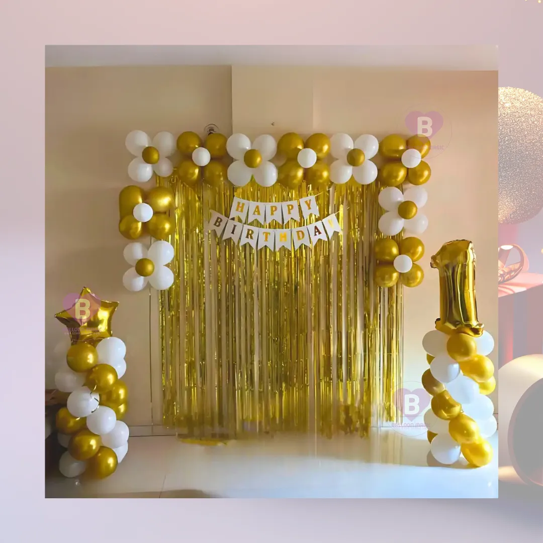 Golden Balloon Flower Wall decor for Birthday