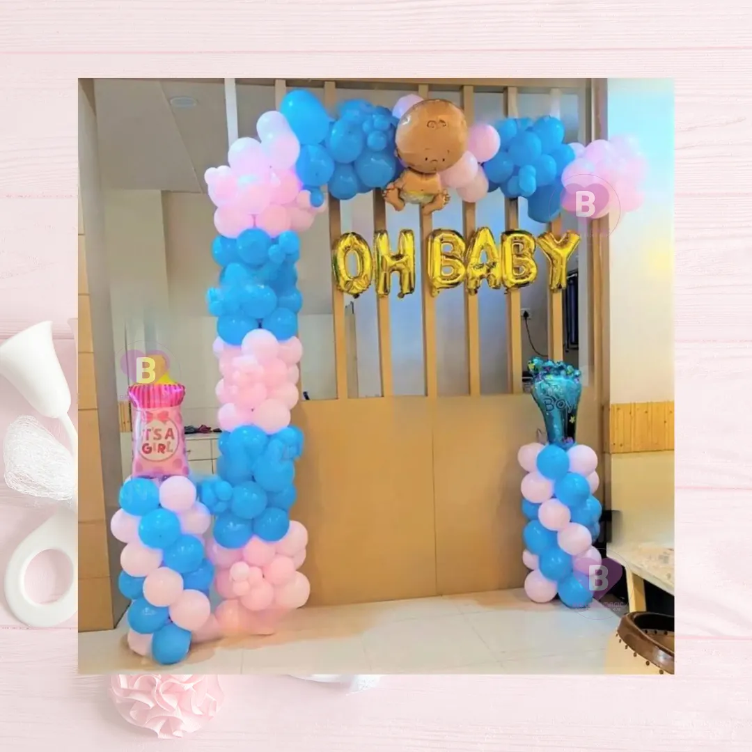 Half Arch Blue And Pink Baby Shower Decor