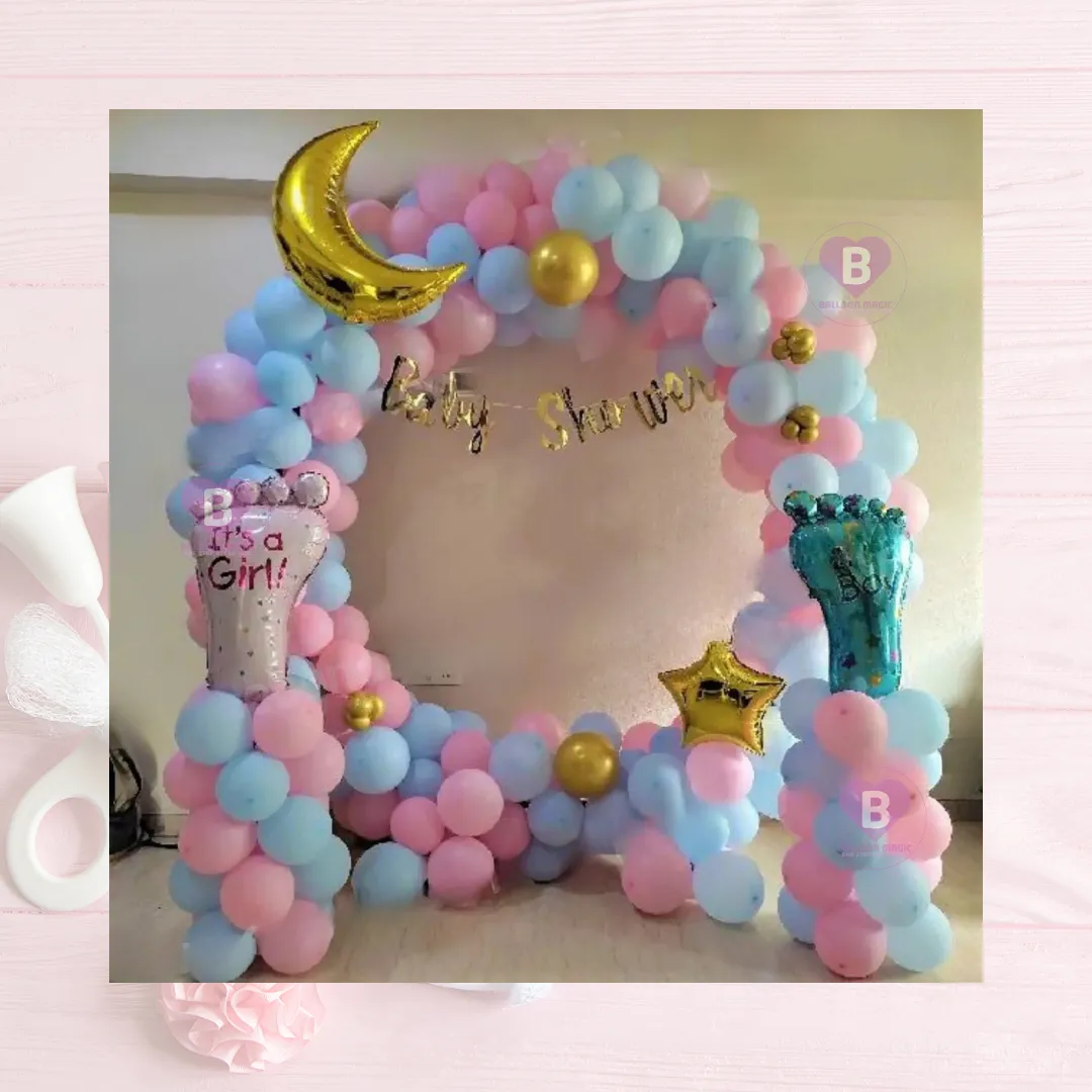 Pastel Blue And Pink Baby Shower Ring Decor