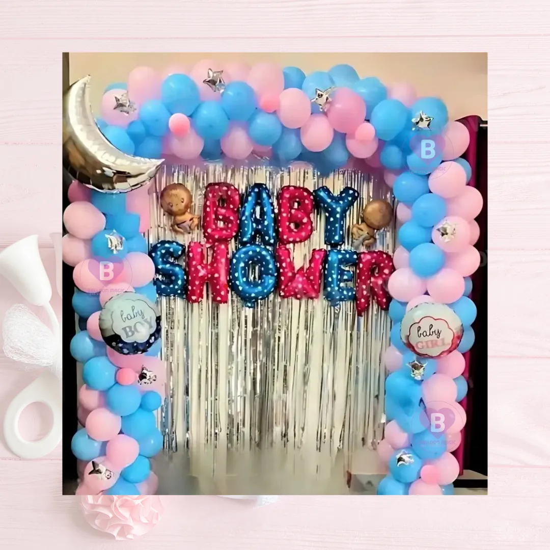 Light Pink And Blue Baby Shower Full Arch Decor