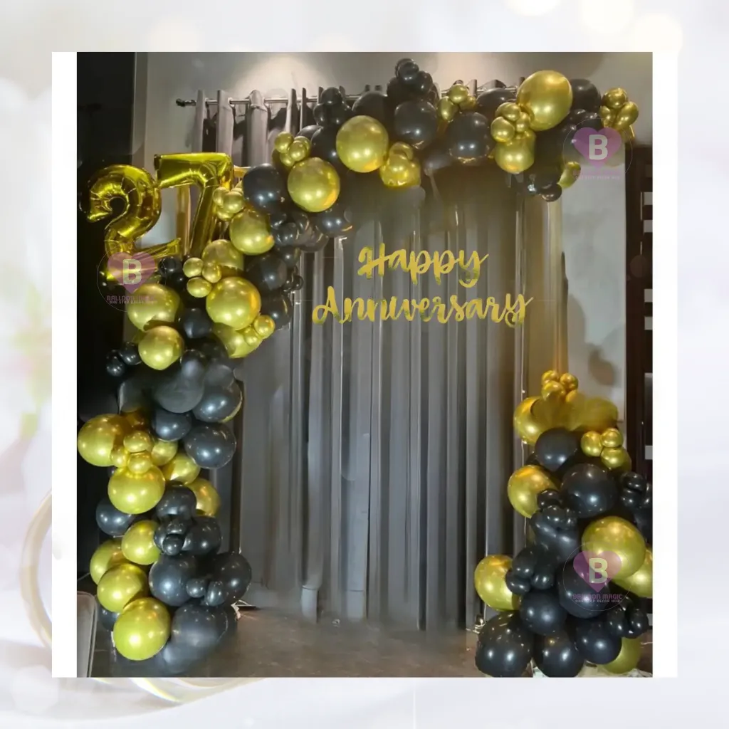 Gold and Black Arch Anniversary Decor