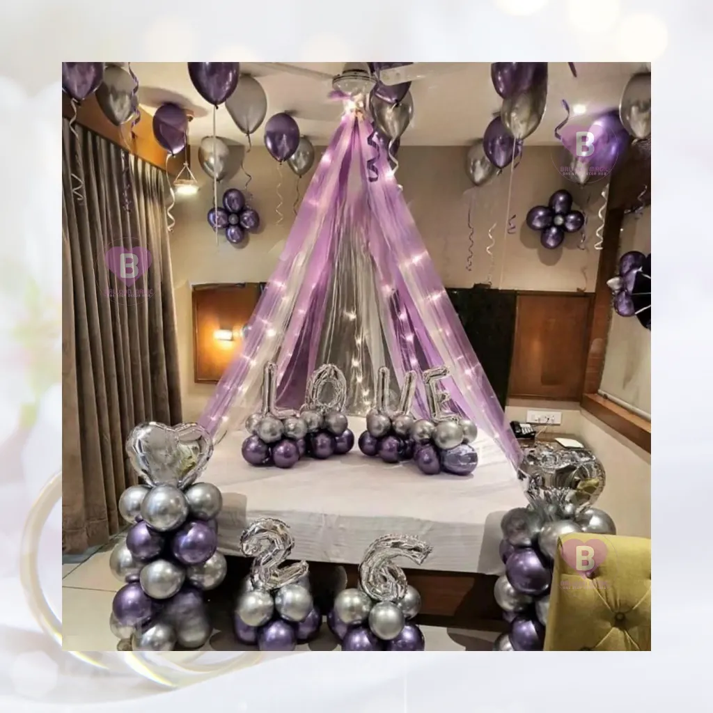 Purple and Silver Romantic Canopy Decor