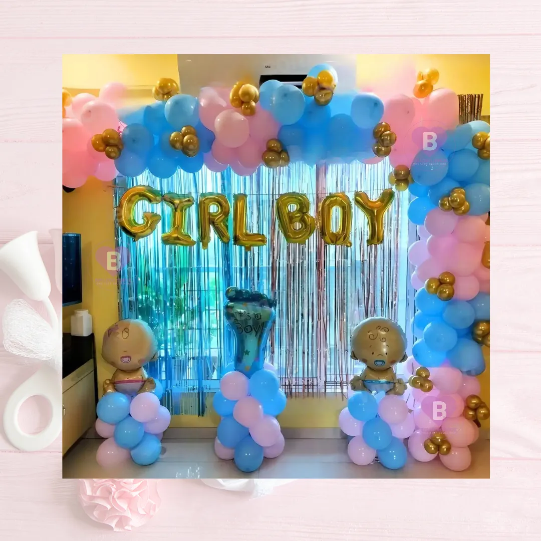 Blue and Pink Theme Baby Shower Decor