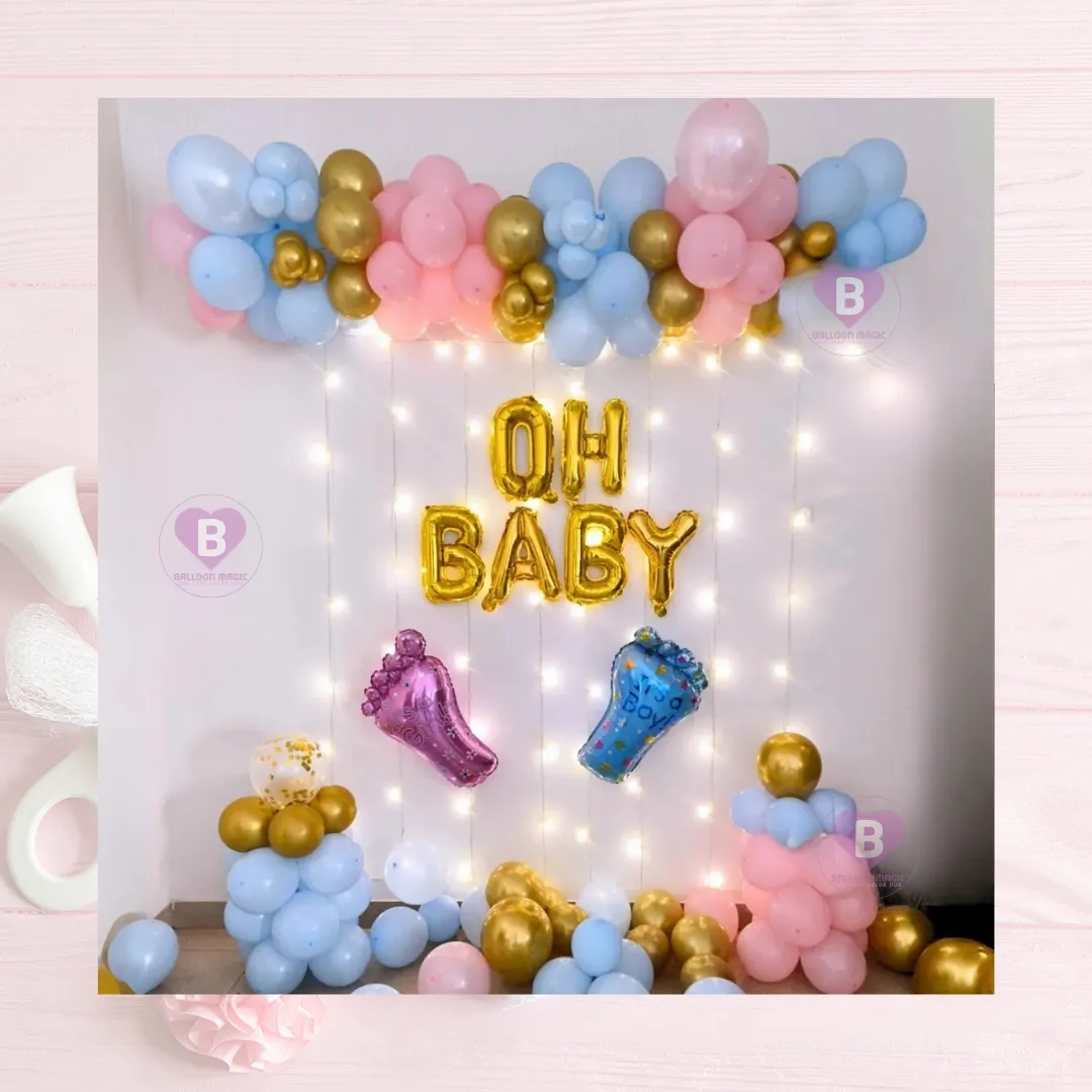 Golden Blue Theme Babyshower Decor