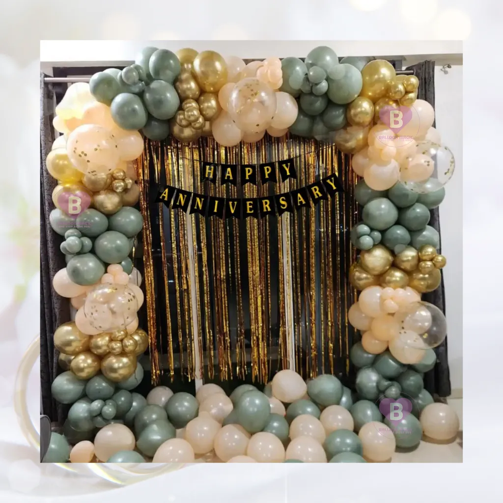 Retro Green and Golden Chrome U Shaped Anniversary Decor