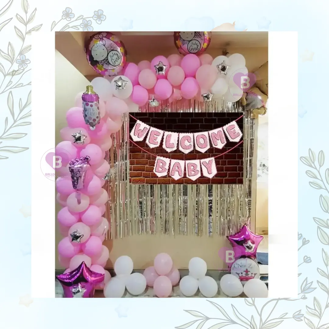 Bright Pink Baby Girl Welcome Decor
