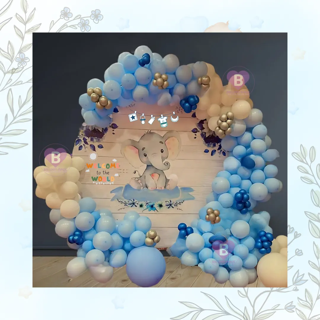 Blue Pastel and White Welcome Baby Decor