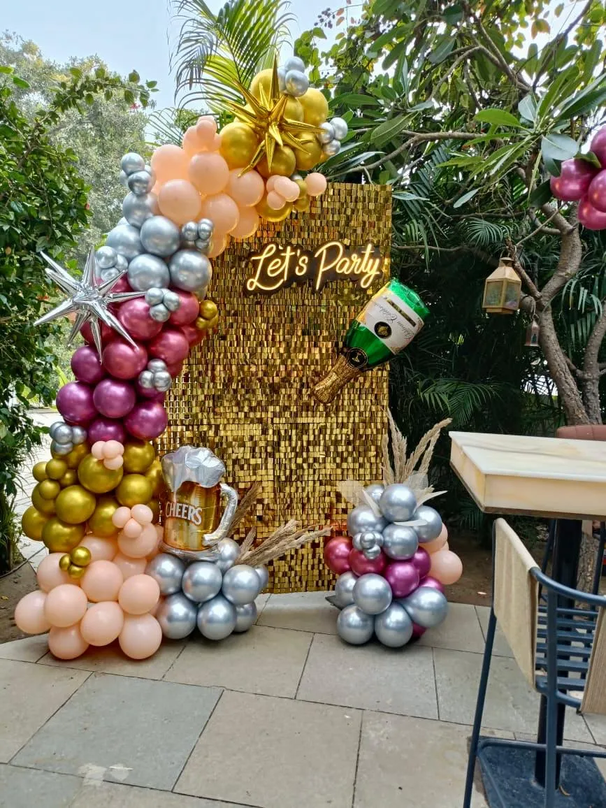 Gold Sequin Shimmer Wall Arch birthday decor