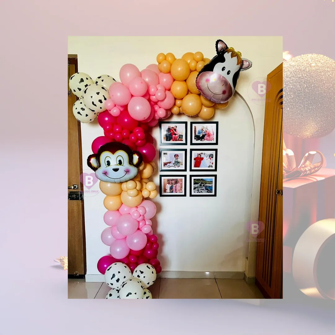 Jungle theme Foil Balloons wall birthday decor