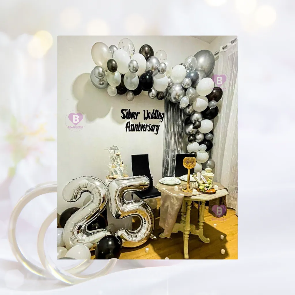 Matte and Chrome balloons Arch Anniversary decor
