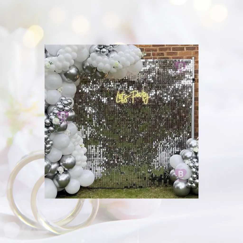 Silver Shine Sequin Wall Decor for anniversary