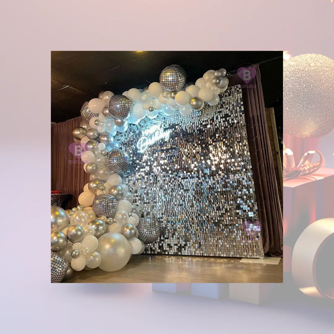 Silver Shine Sequin Wall Decor for Birthday
