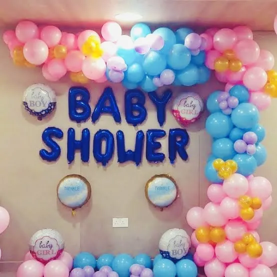 Blue Pastel And Pink Pastel Balloon Arch With Baby Theme Balloons