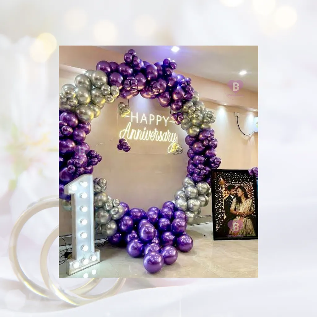 Metallic purple and silver balloons Ring Decor for Anniversary