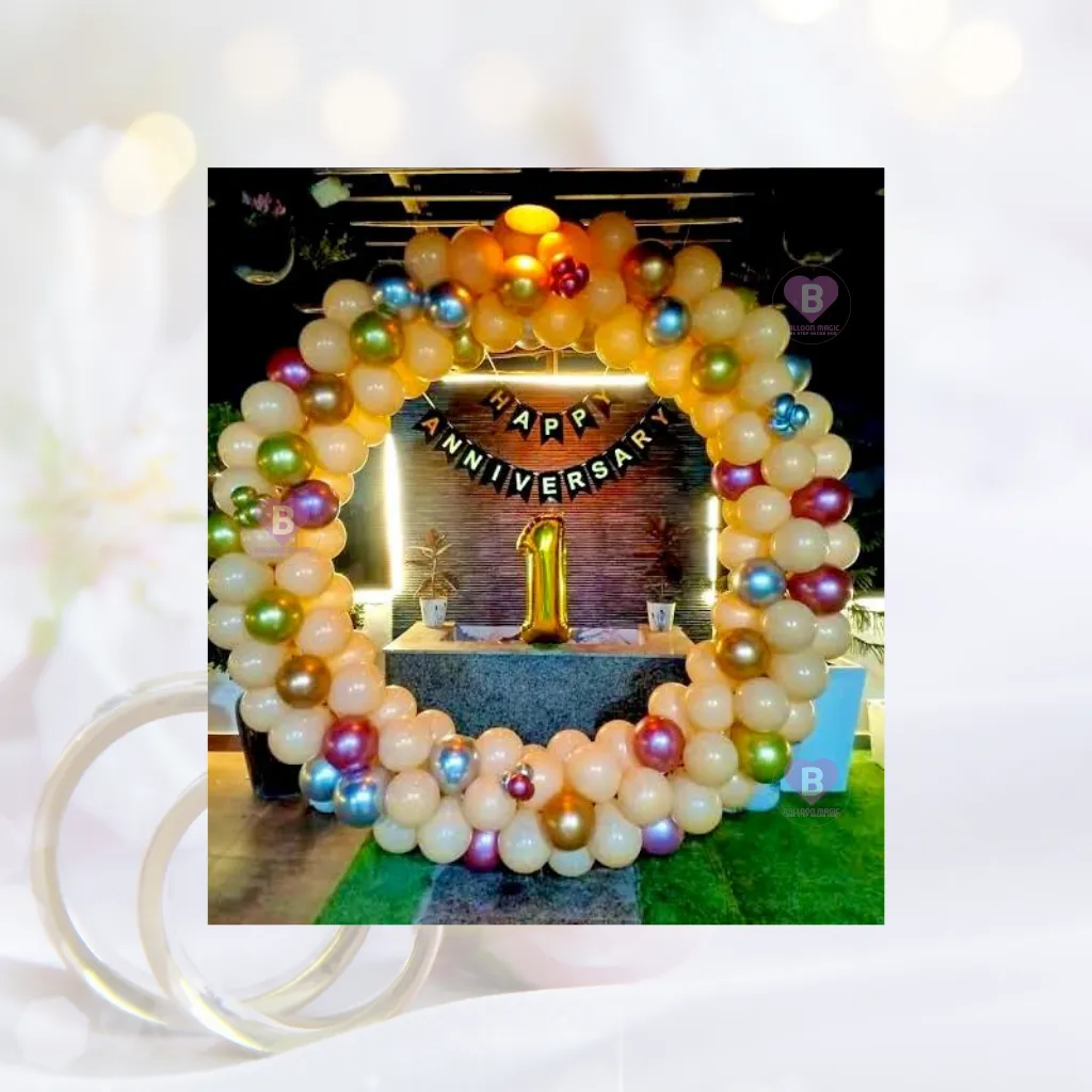 Ring Decor On Peach Balloon With Chrome Touchup
