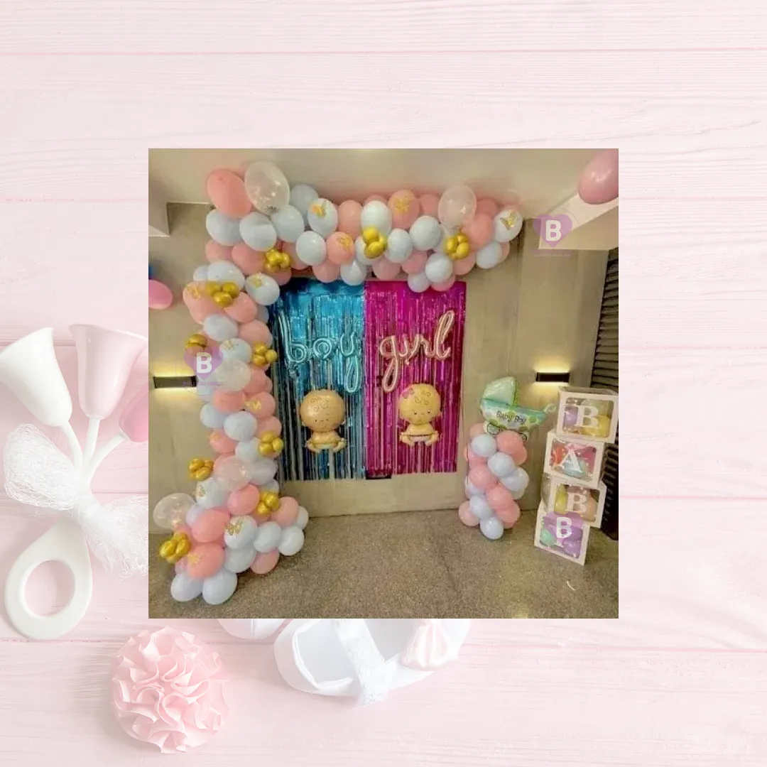 Blue Pastel And Pink Pastel Balloon Arch for Baby shower