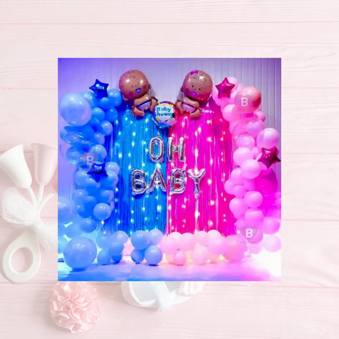 Pink & Blue Balloon U shaped Arch for Baby shower