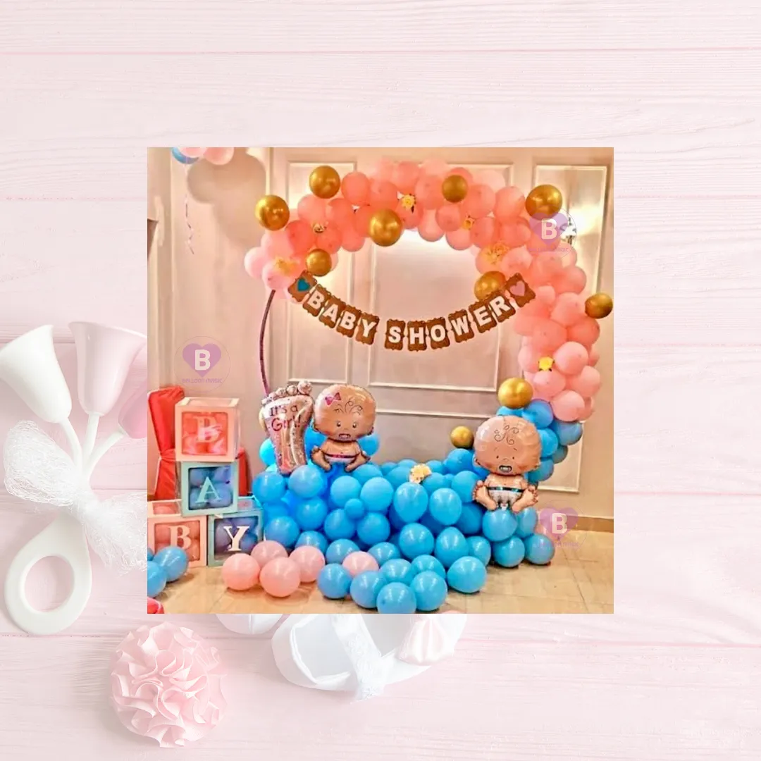Ring Decor of Blue Pastel And Pink Pastel Balloon for Baby shower