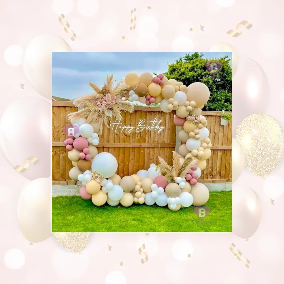 Rustic Pastel Birthday Balloon Frame Backdrop