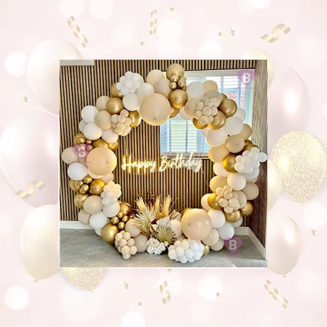 Glam Gold & White Circular Birthday Arch